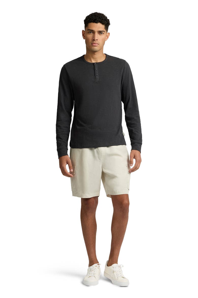 Heavyweight Slub Henley Sweater, Main, color, NOIR