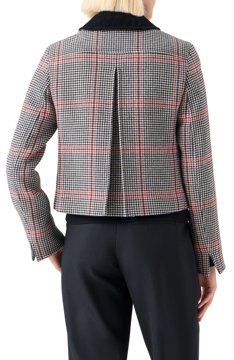 Akris punto Glen Plaid Virgin Wool Crop Jacket, Alternate, color, Black-Cream-Vermillion