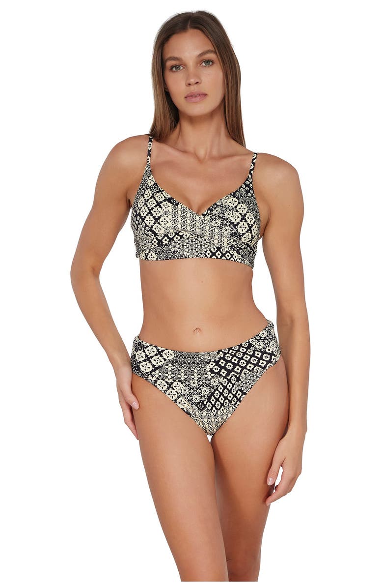 Sunsets Hannah High Waist Bikini Swim Bottoms, Alternate, color, Venice Seagrass Texture