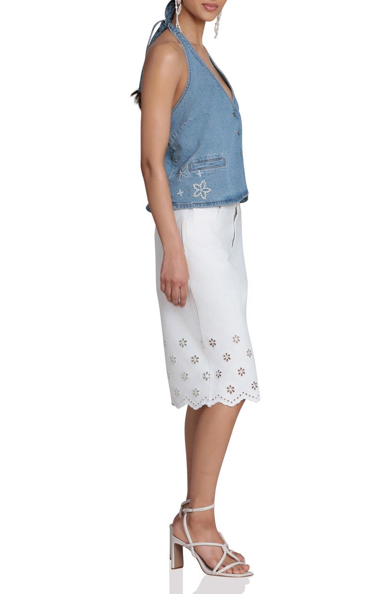 Avec Les Filles Embroidered Longer Length Shorts, Alternate, color, Off White