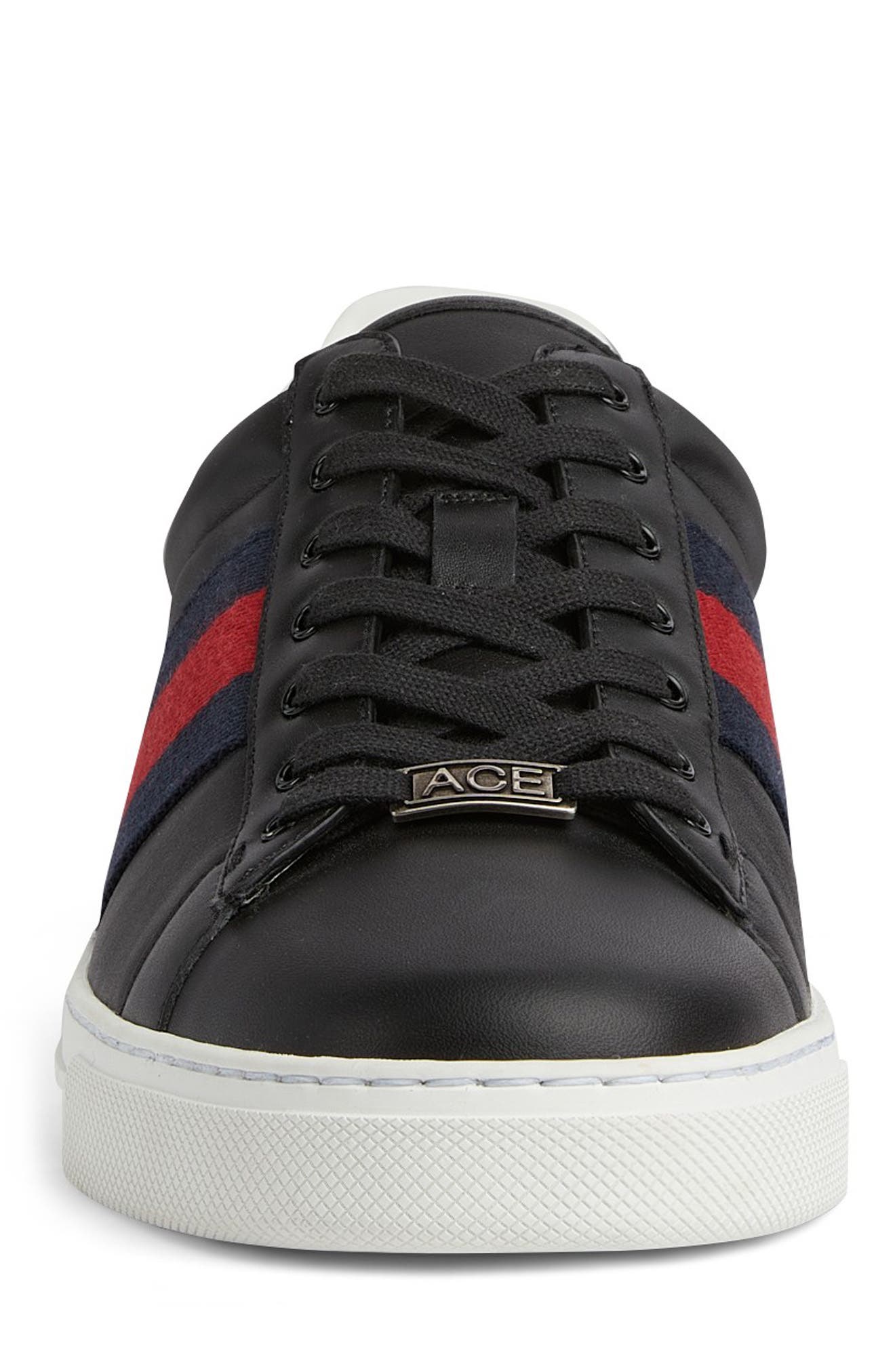 Gucci New Ace Lace-Up Sneaker, Alternate, color, Black Hibiscus Red
