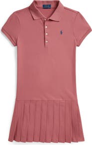 Polo Ralph Lauren Kids' Stretch Cotton Mesh Pleated Polo Dress