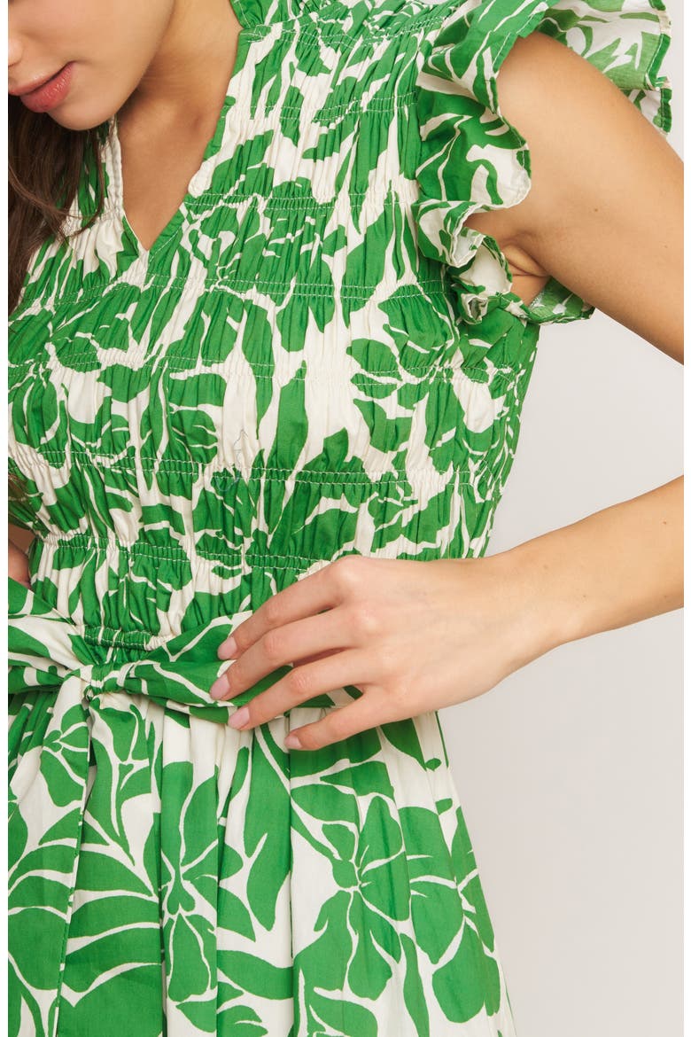 Print Midi Dress, Alternate, color, IVORY GREEN