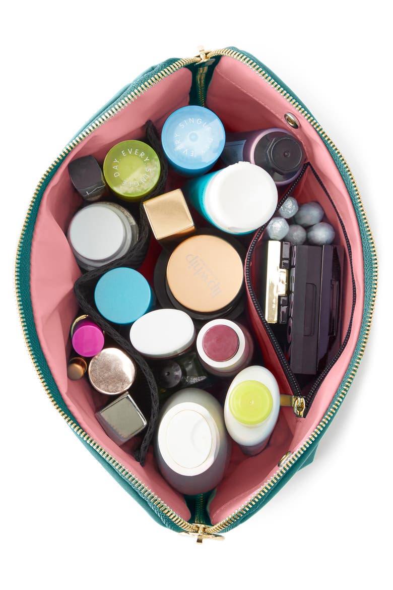 Signature Makeup Bag, Alternate, color, JADE/ BLUSH