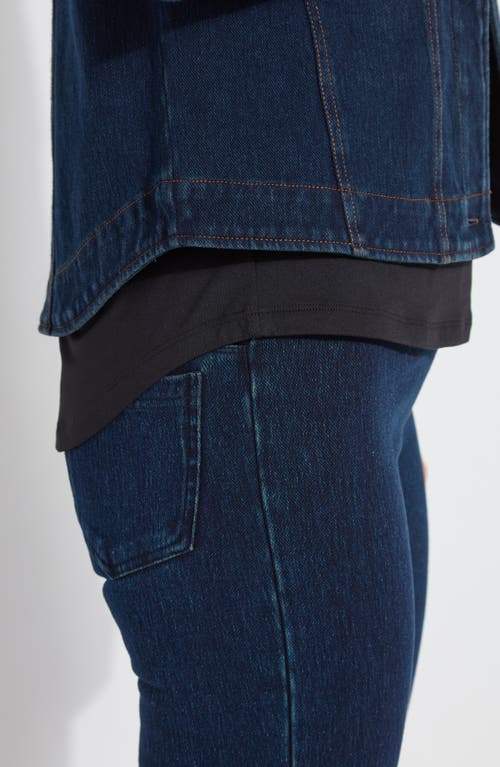 Lyssé Curve Hem Denim Jacket In Blue