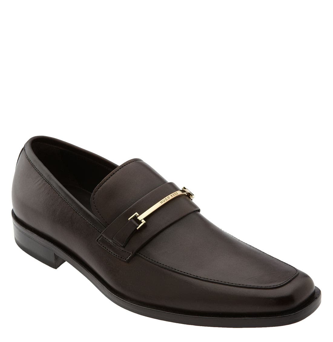 Black 'Carl' Loafer, Main, color, MEDIUM BROWN