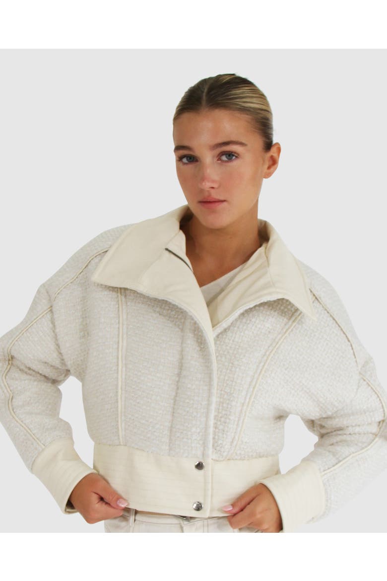 Mad Love Cropped Bomber Jacket, Alternate, color, Cream