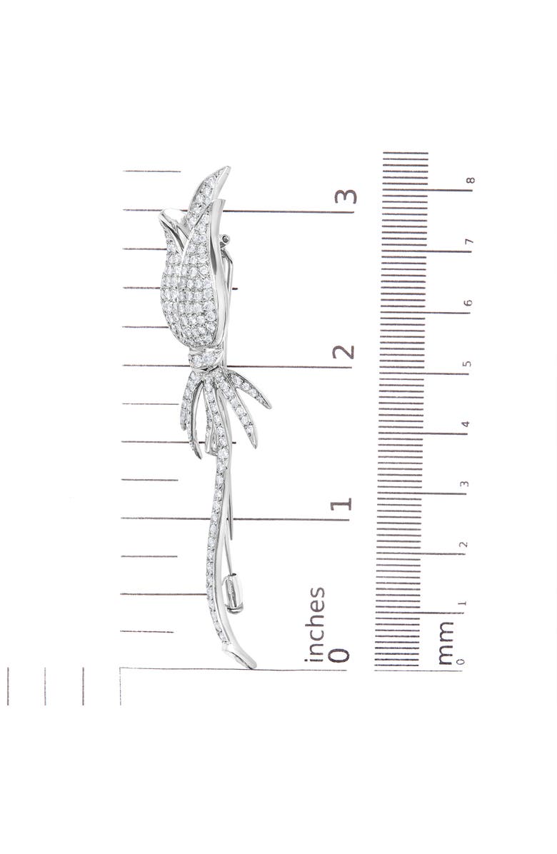 Haus of Brilliance 18K White Gold 1 3/5 Cttw Pave Set Diamond Tulip Brooch Pin, Alternate, color, White