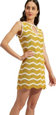 La DoubleJ Wavy Mini Dress Avorio / Giallo