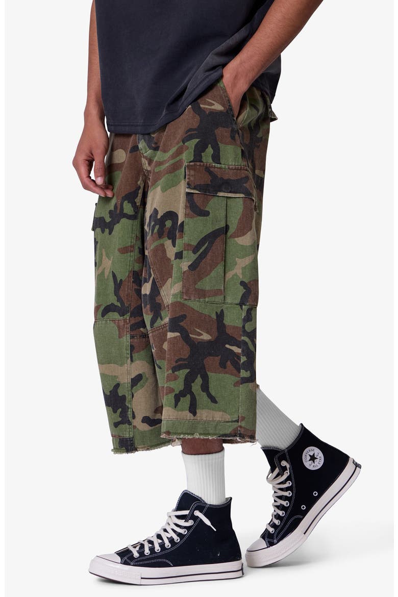 Extralong Cotton Cargo Shorts, Alternate, color, CAMO