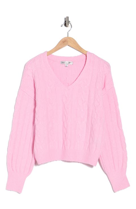 V-Neck Cable Knit Sweater