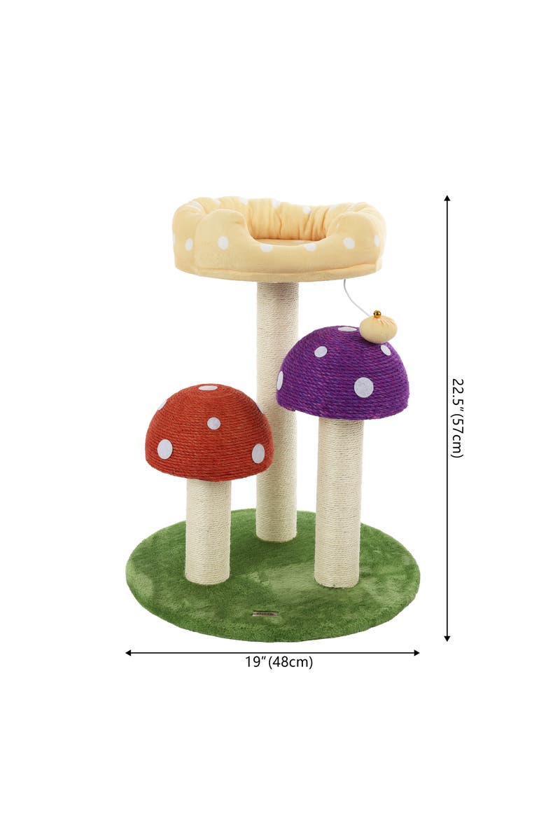 The Licker Store Pixie 22.5" 3-Tier Cottage Sisal Mushroom Cat Tree with Scratching Posts, Alternate, color, Multi