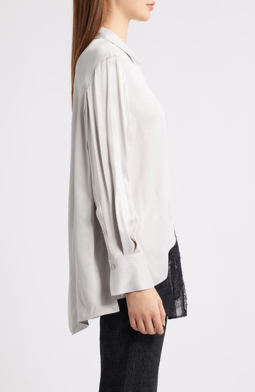 Hugo Boss Boss Belacey Lace Trim High-low Tunic Shirt In Brown