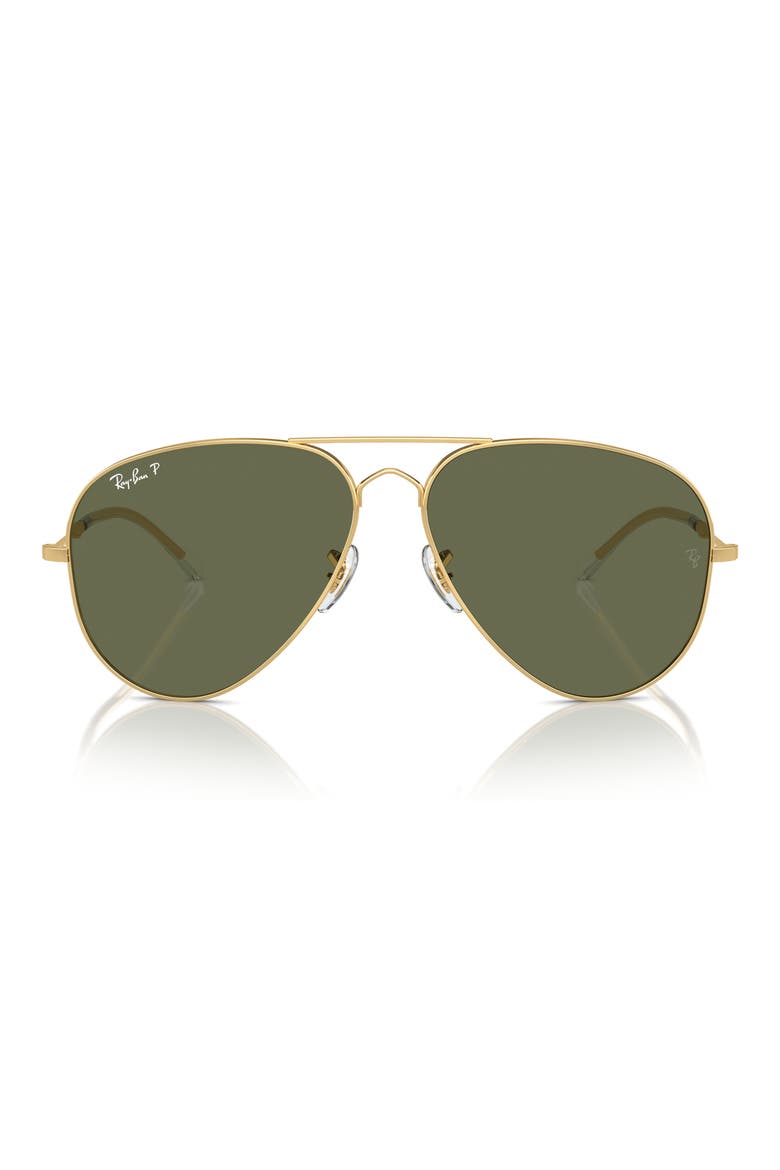 58mm Old Pilot Polarized Aviator Sunglasses, Main, color, GOLD FLASH