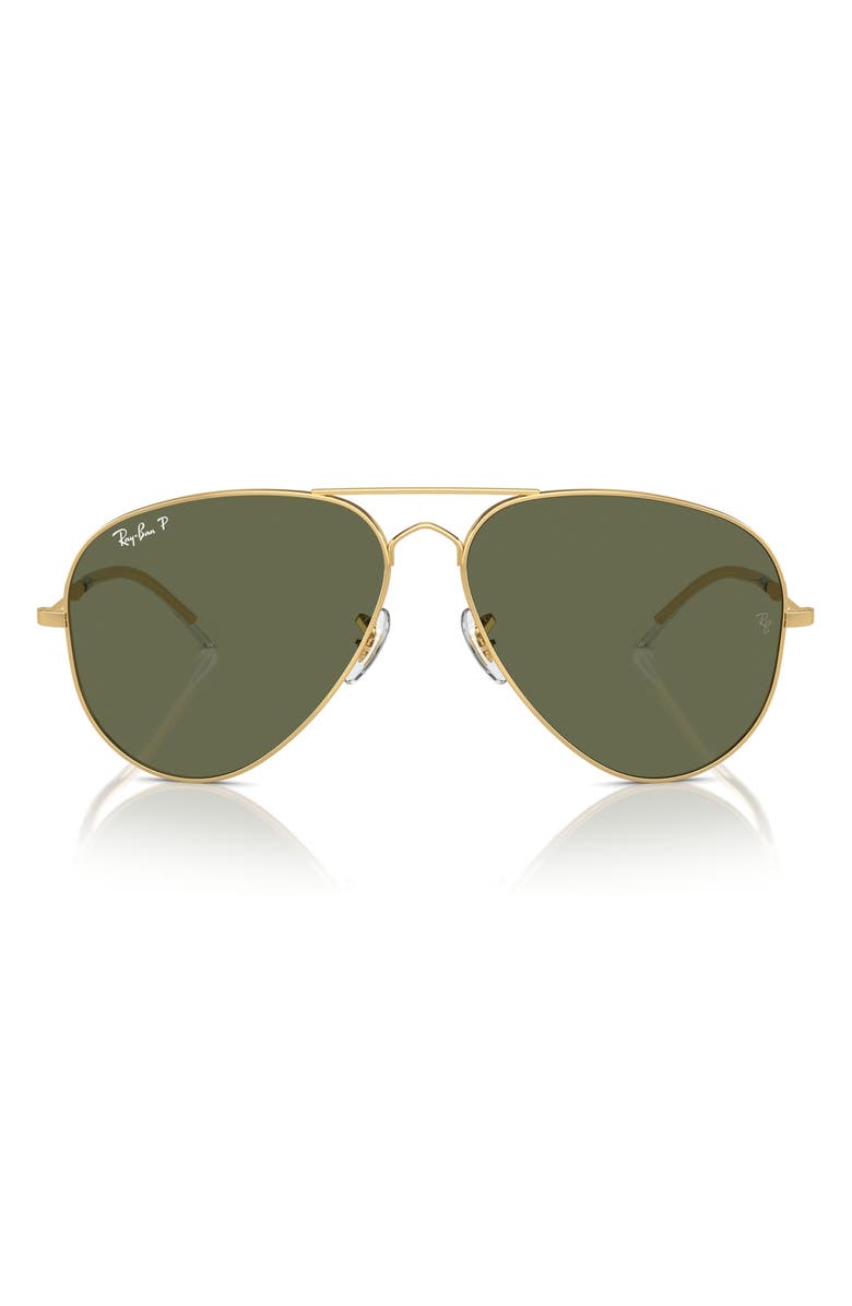 Ray-Ban 58mm Old Pilot Polarized Aviator Sunglasses, Main, color, Gold Flash