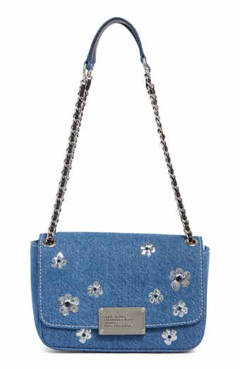Denim Sequin Daisy Shoulder Bag