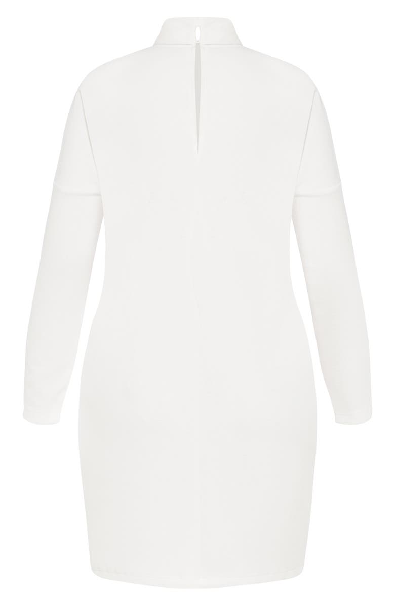 City Chic Wrap Neck Long Sleeve Minidress, Alternate, color, Cream