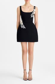 NADINE MERABI Lana Floral Appliqué Fit & Flare Cocktail Minidress