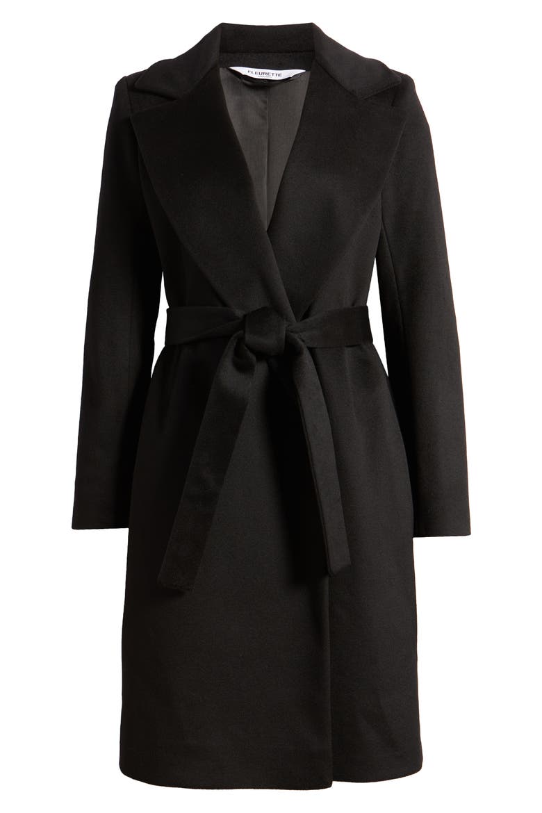 Casey Belted Cashmere Wrap Coat, Alternate, color, BLACK