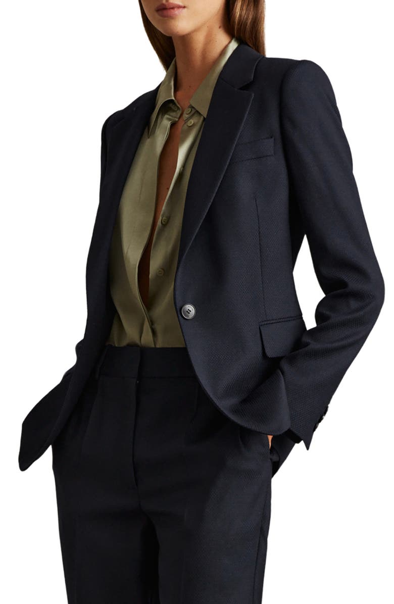 Reiss Hallie Wool Blend Blazer, Main, color, Navy