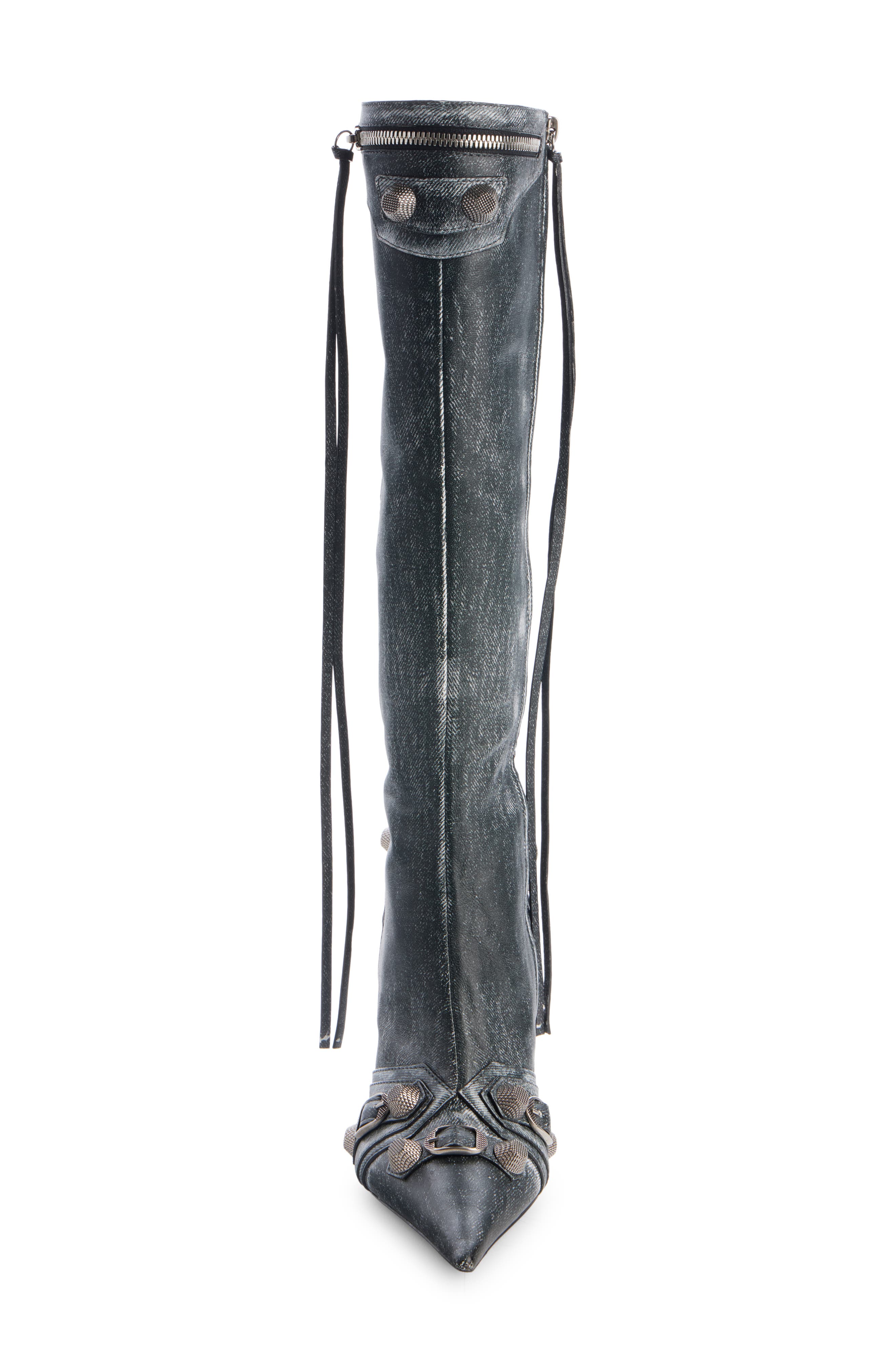 Balenciaga Cagole Pointed Toe Knee High Boot, Alternate, color, Steel Grey