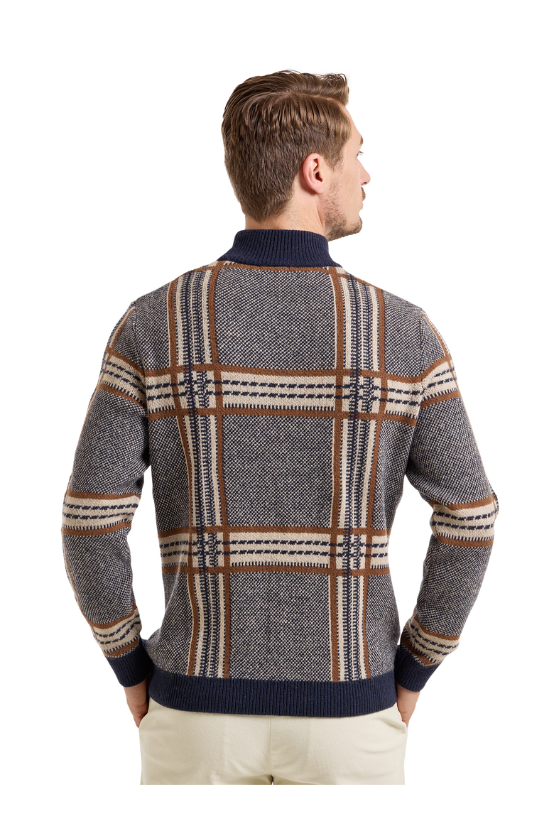 Wool Mockneck Sweater, Alternate, color, Navy/Brown