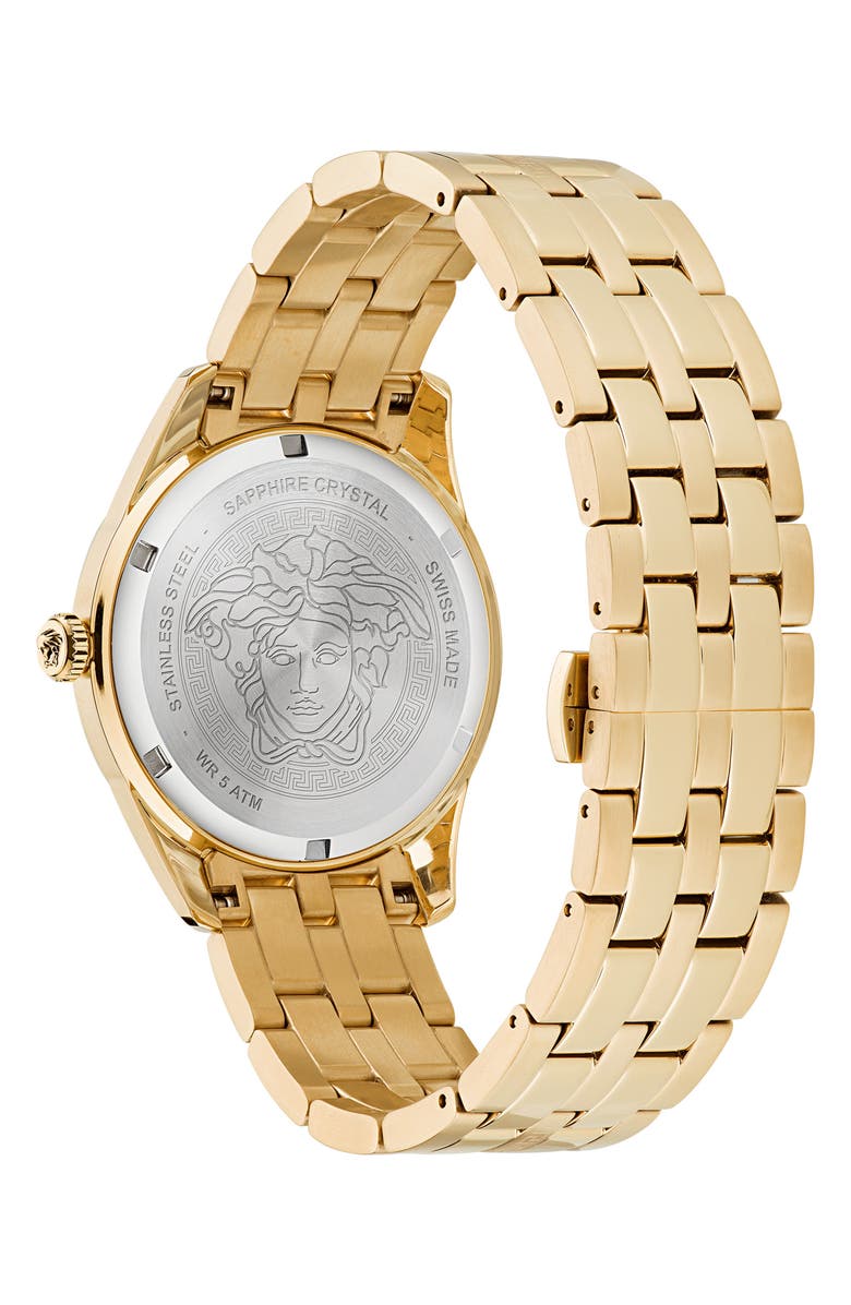 Versace Greca Time Bracelet Watch, 41mm, Alternate, color, Ip Yellow Gold