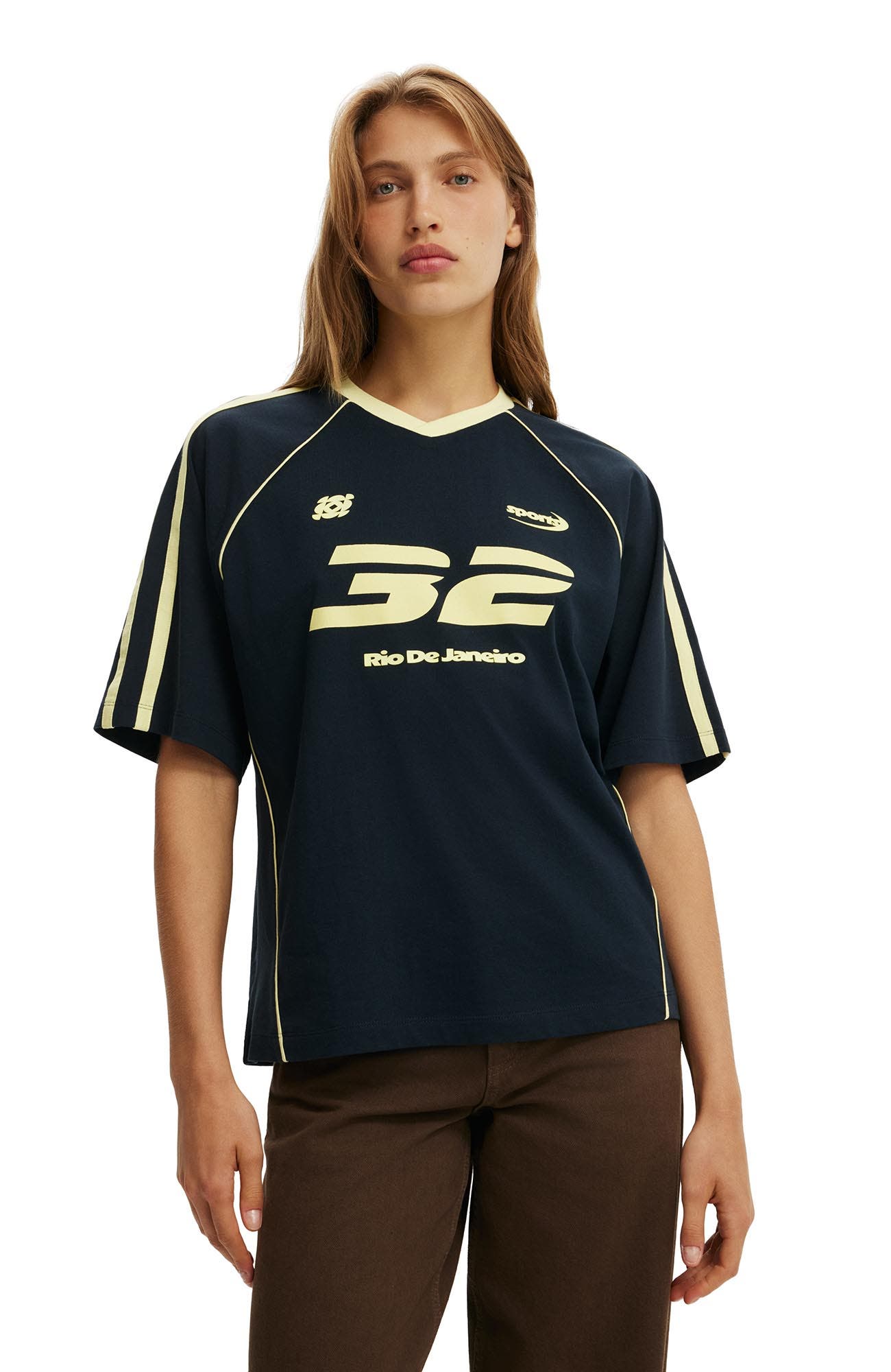 Women's Vneck Oversized Raglan Graphic Tee - image 3