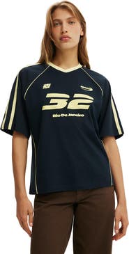 Cotton On Women's Vneck Oversized Raglan Graphic Tee
