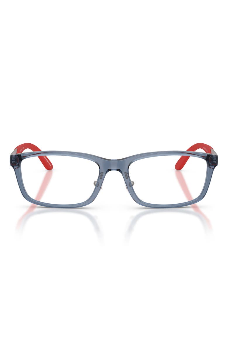 Emporio Armani Kids' 47mm Small Rectangular Optical Glasses, Main, color, Transparent Blue / Demo Lens