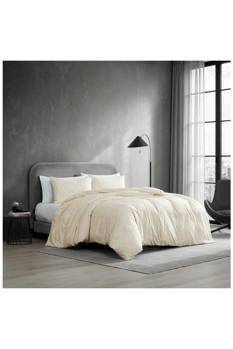 Linear Floral 3-Piece Duvet Cover Set, Alternate, color, OFF WHITE/ SAND BEIGE