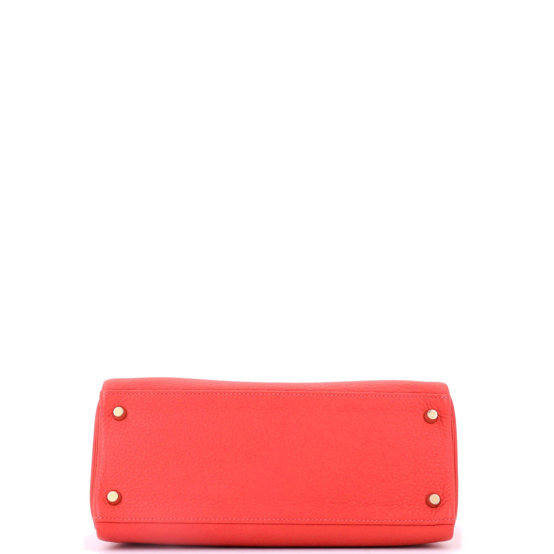 Pre-Owned Hermes Kelly Handbag Red Clemence with Gold Hardware 28, Alternate, color, Geranium