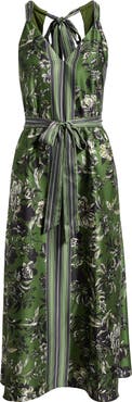 Eliza J Floral Satin Halter Neck Midi Dress