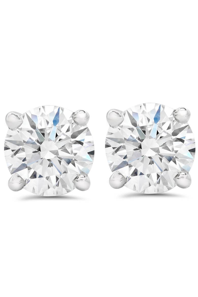 Certified 1/2Ct TW Natural Diamond Screw Back Studs Gold Earrings, Main, color, 14k White Gold