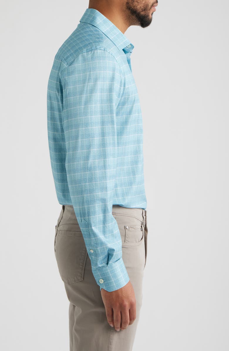 Bugatchi James OoohCotton<sup>®</sup> Check Print Button-Up Shirt, Alternate, color, Teal