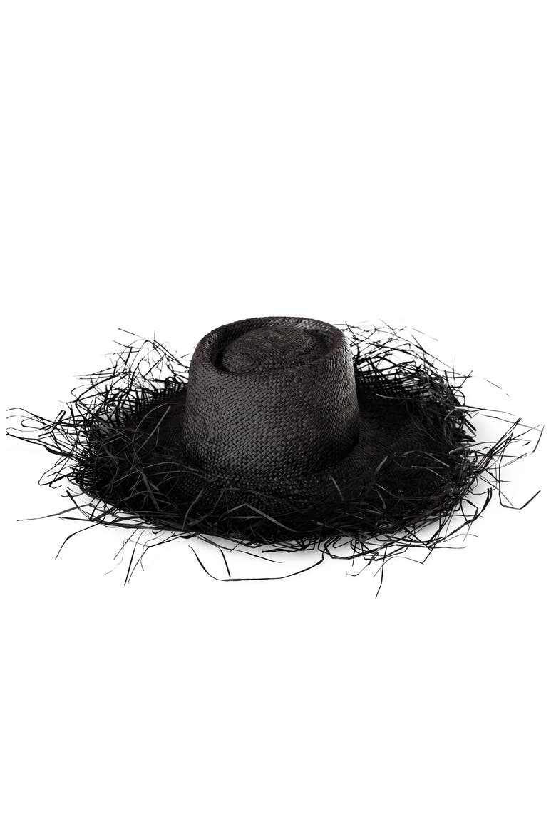 The Catalina Frayed Straw Sun Hat, Main, color, Black