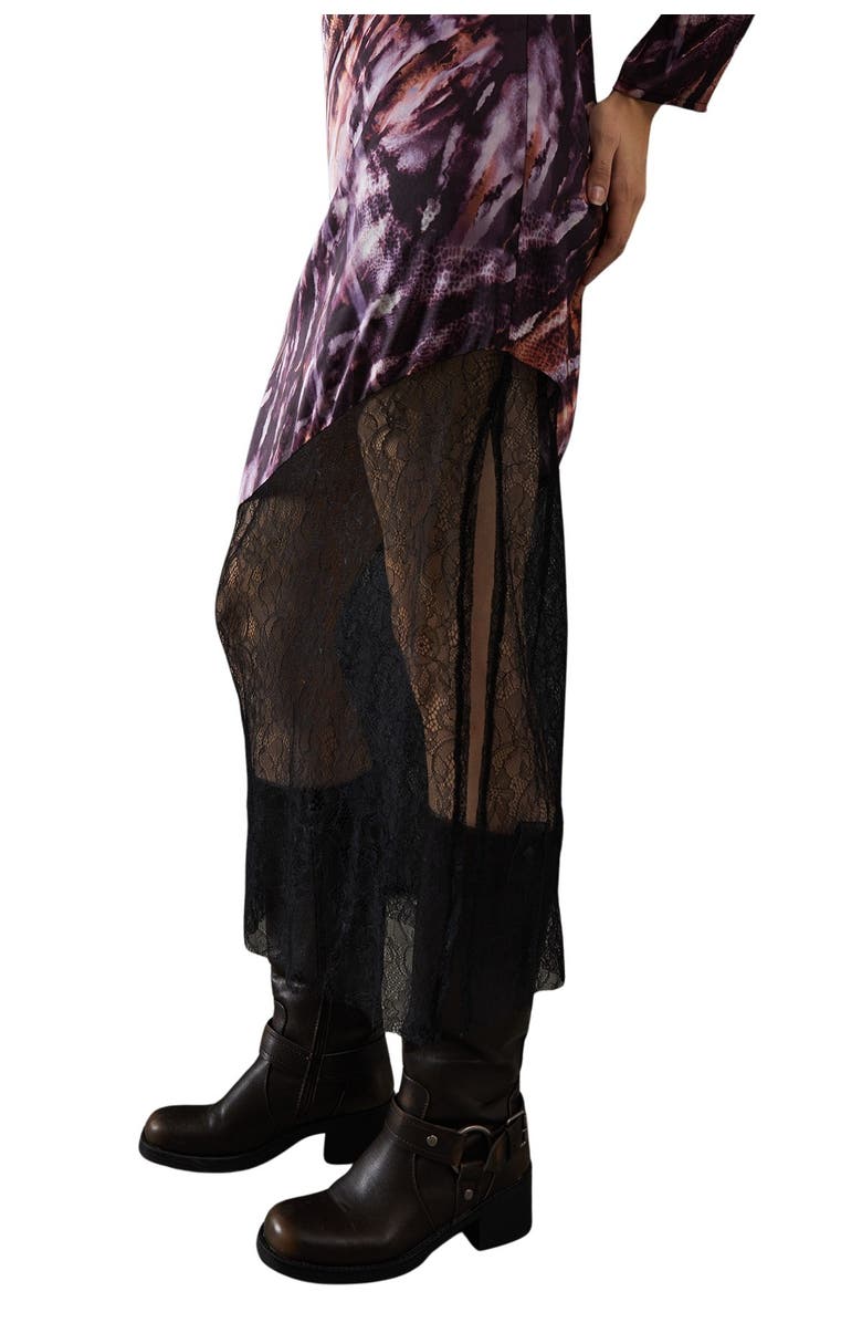 Warehouse Column Lace Panel Midi Dress, Alternate, color, Multi