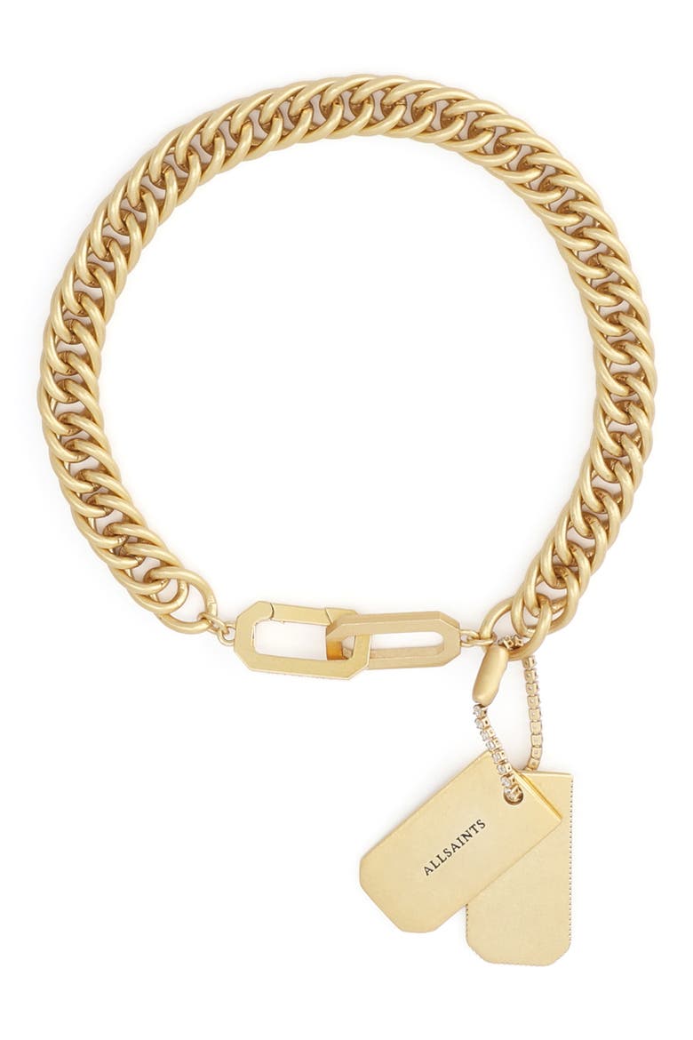Dog Tag Chain Bracelet, Alternate, color, VINTAGE GOLD