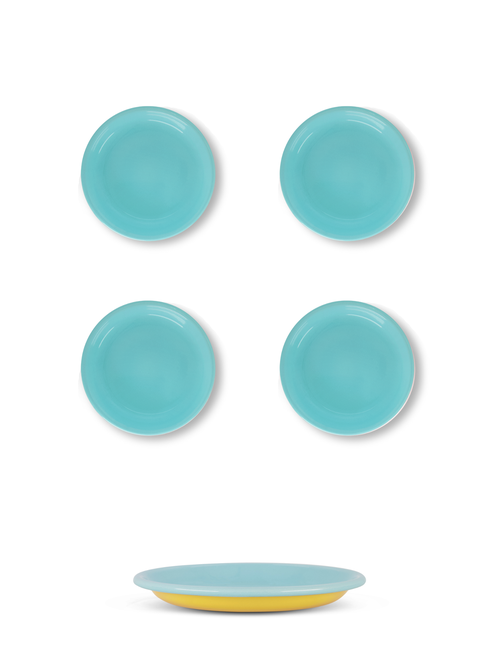 Elifle Two Tone Enamel Side Plate In Blue