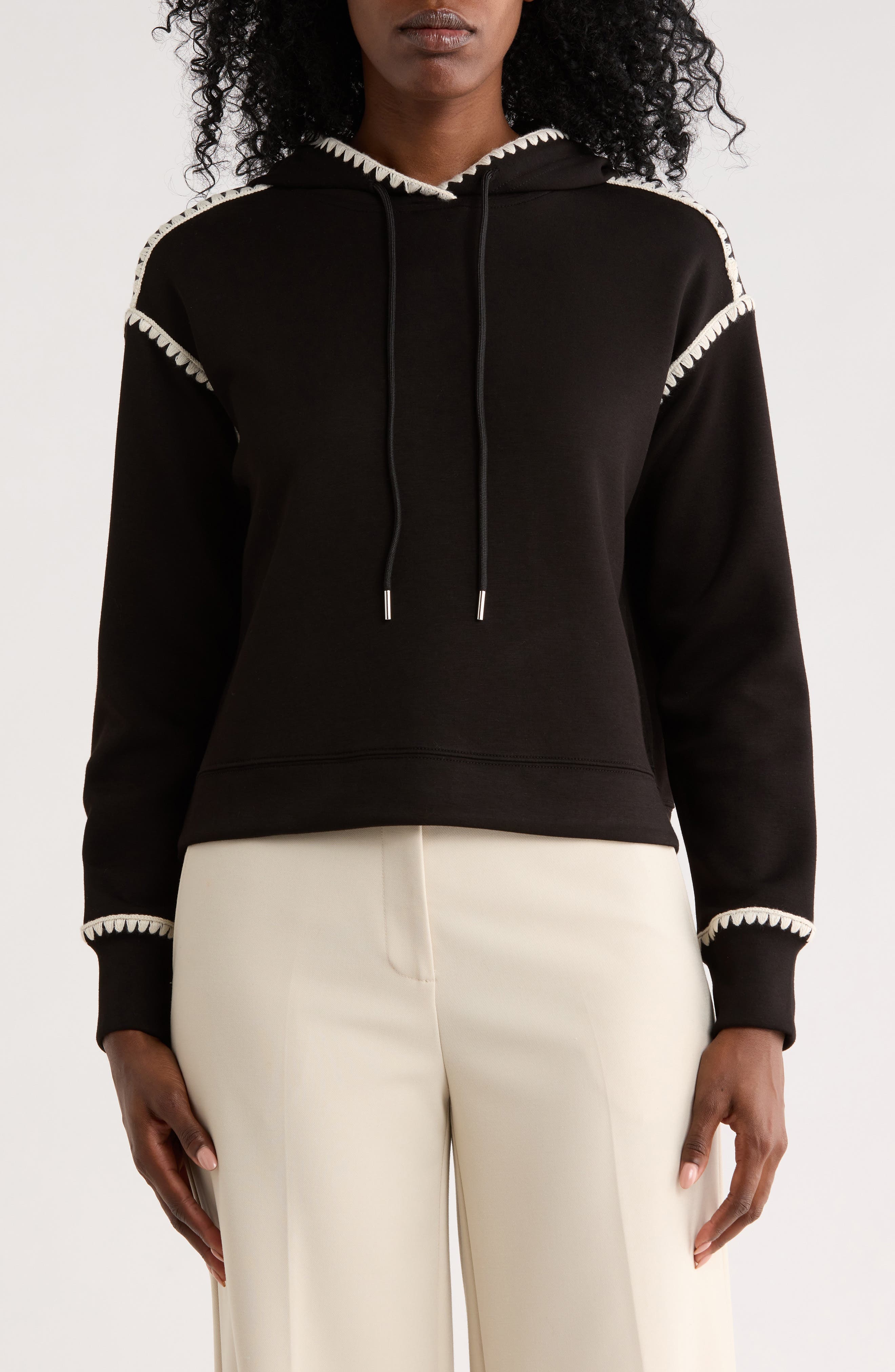 Whipstitch Trim Hoodie