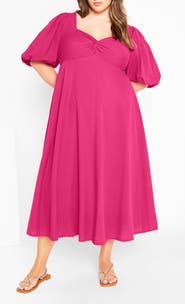 City Chic Hermione Puff Sleeve Empire Waist Maxi Dress