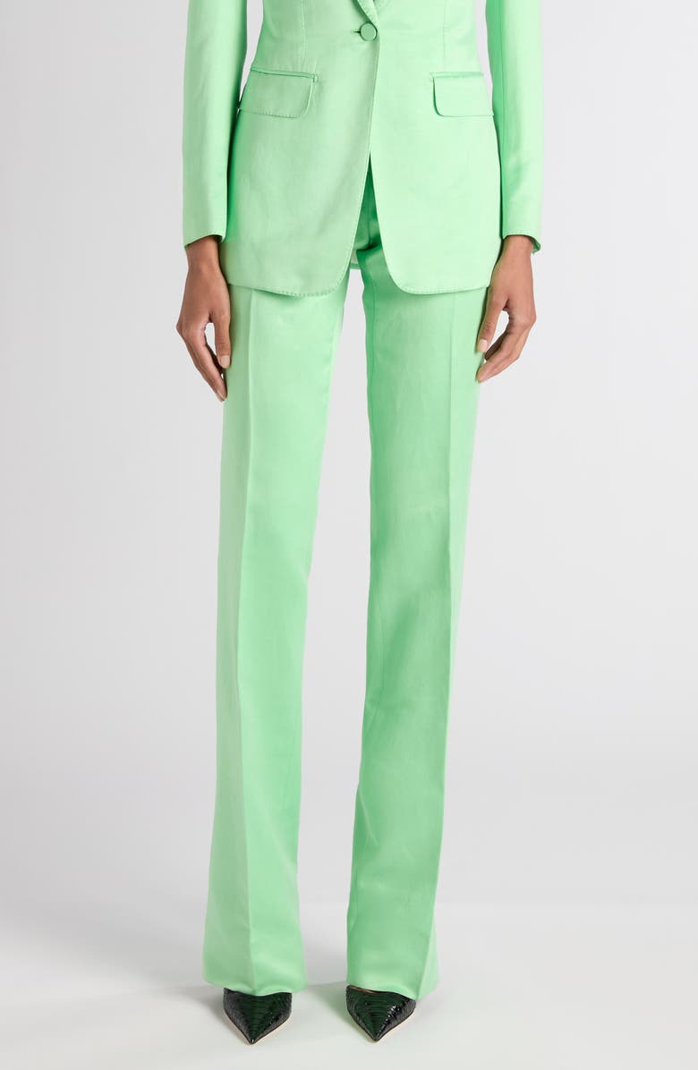 TOM FORD Washed Duchesse Satin Trousers, Main, color, Summer Green