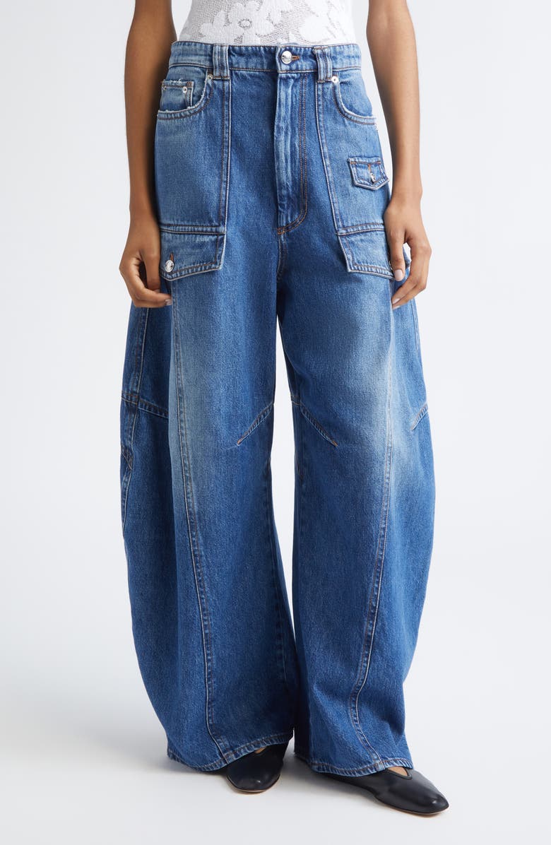 SPORTMAX Violino Utility Barrel Leg Jeans, Main, color, Midnight Blue