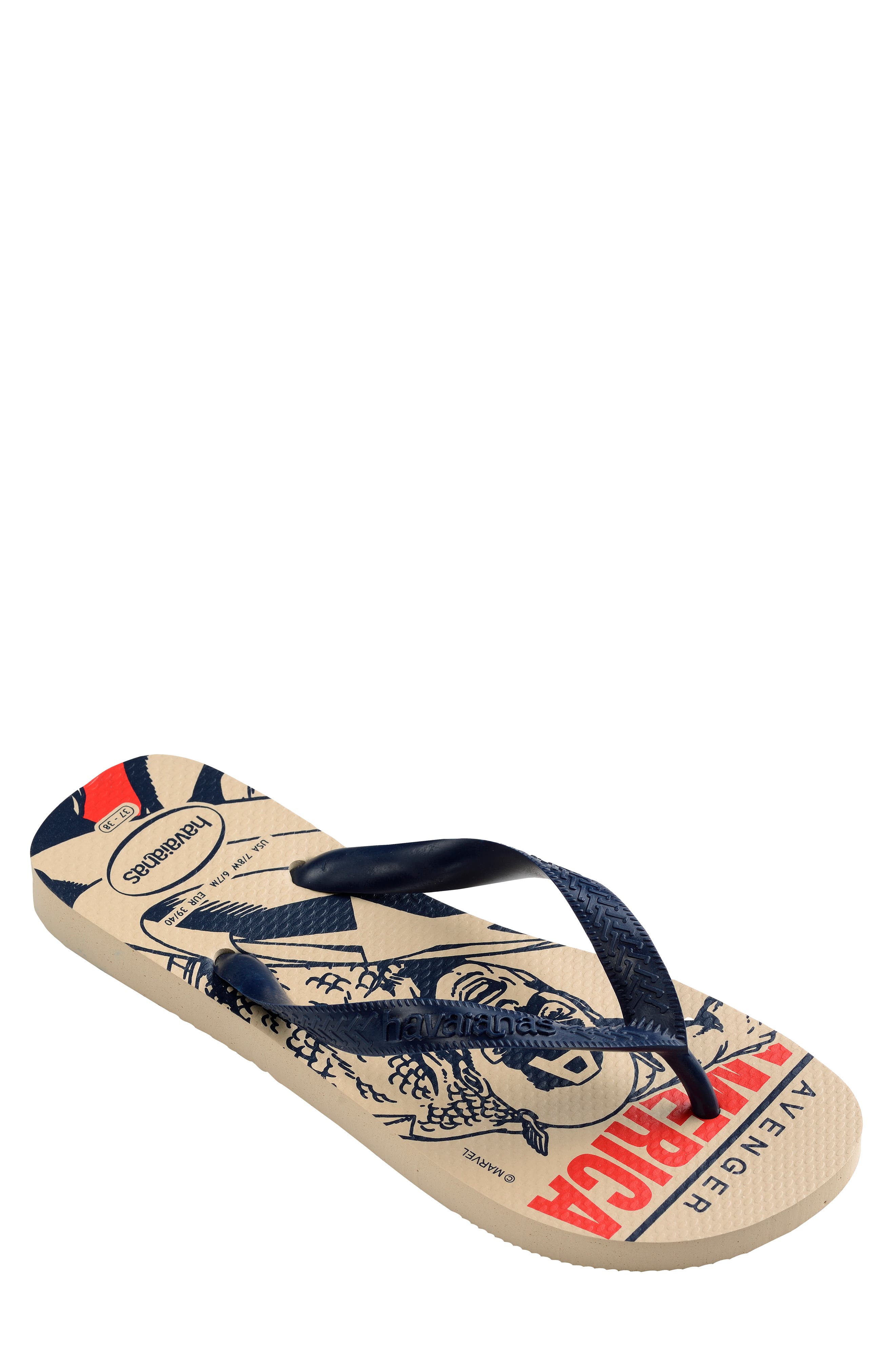 Havaianas x Marvel Top Logomania Flip Flop, Main, color, 