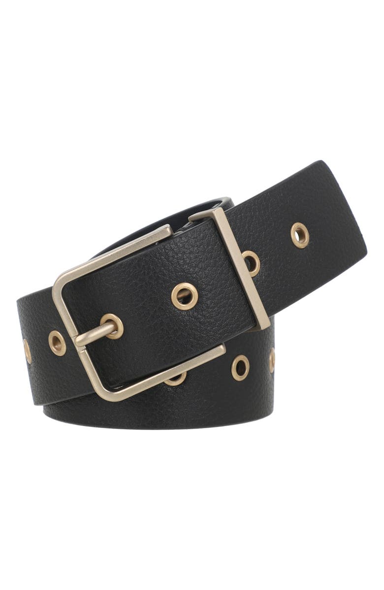 AllSaints Grommet Leather Belt, Main, color,