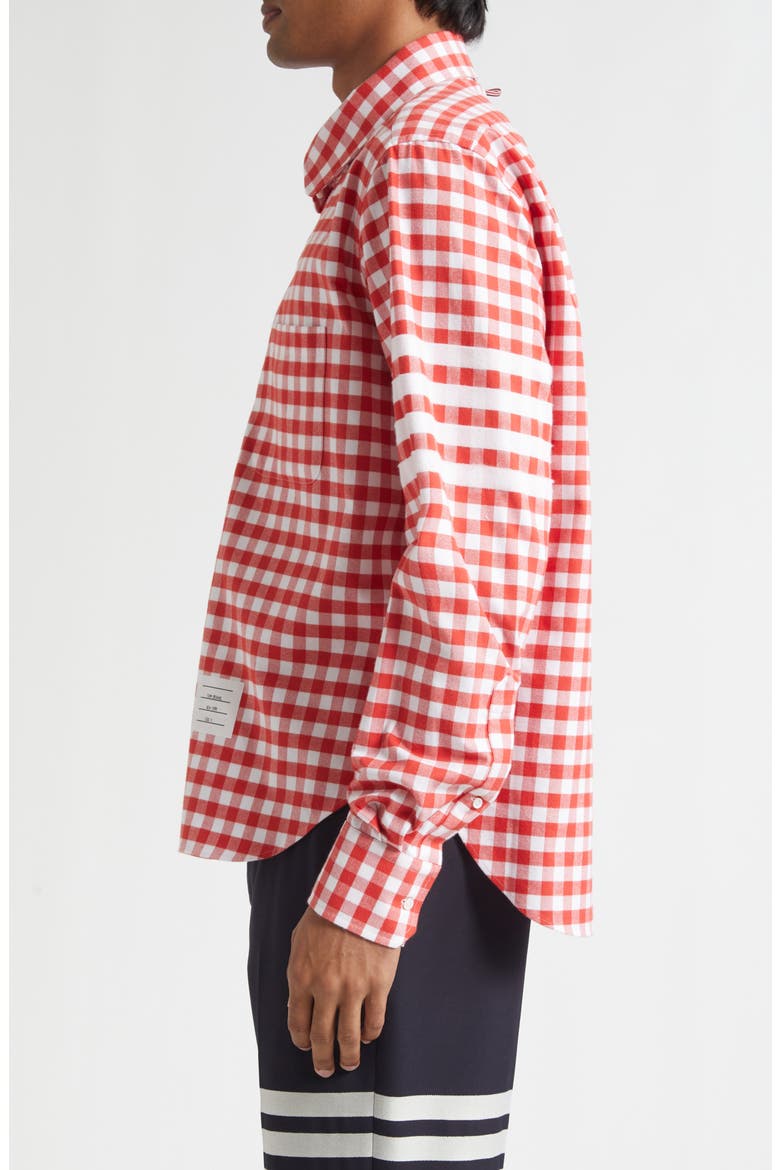Gingham Cotton Zip Front Shirt Jacket, Alternate, color, RED