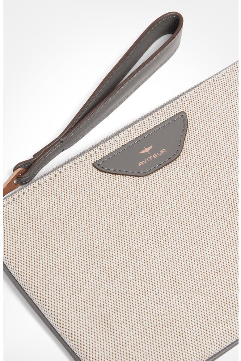 Canvas Leather Trim Travel Pouch, Alternate, color, Elephant Grey