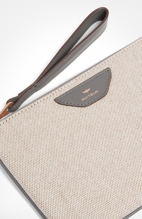 Aviteur Canvas Leather Trim Travel Pouch In Gray