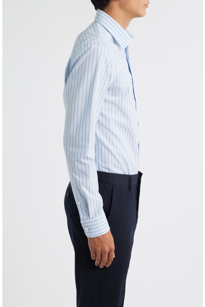 Extratrim Fit Non-Iron Stripe Cotton Dress Shirt, Alternate, color, BLUE ELIO STRIPE