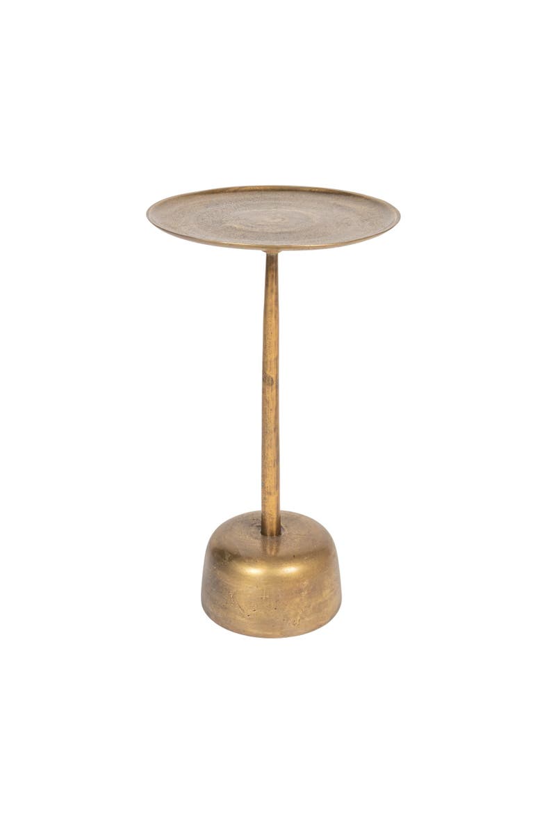 Vintage Aluminum Side Table, Antique Brass Finish, Main, color, Brass